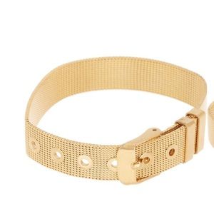 14K Gold Plated Brass 925 Mesh Belt Bracelet NWT